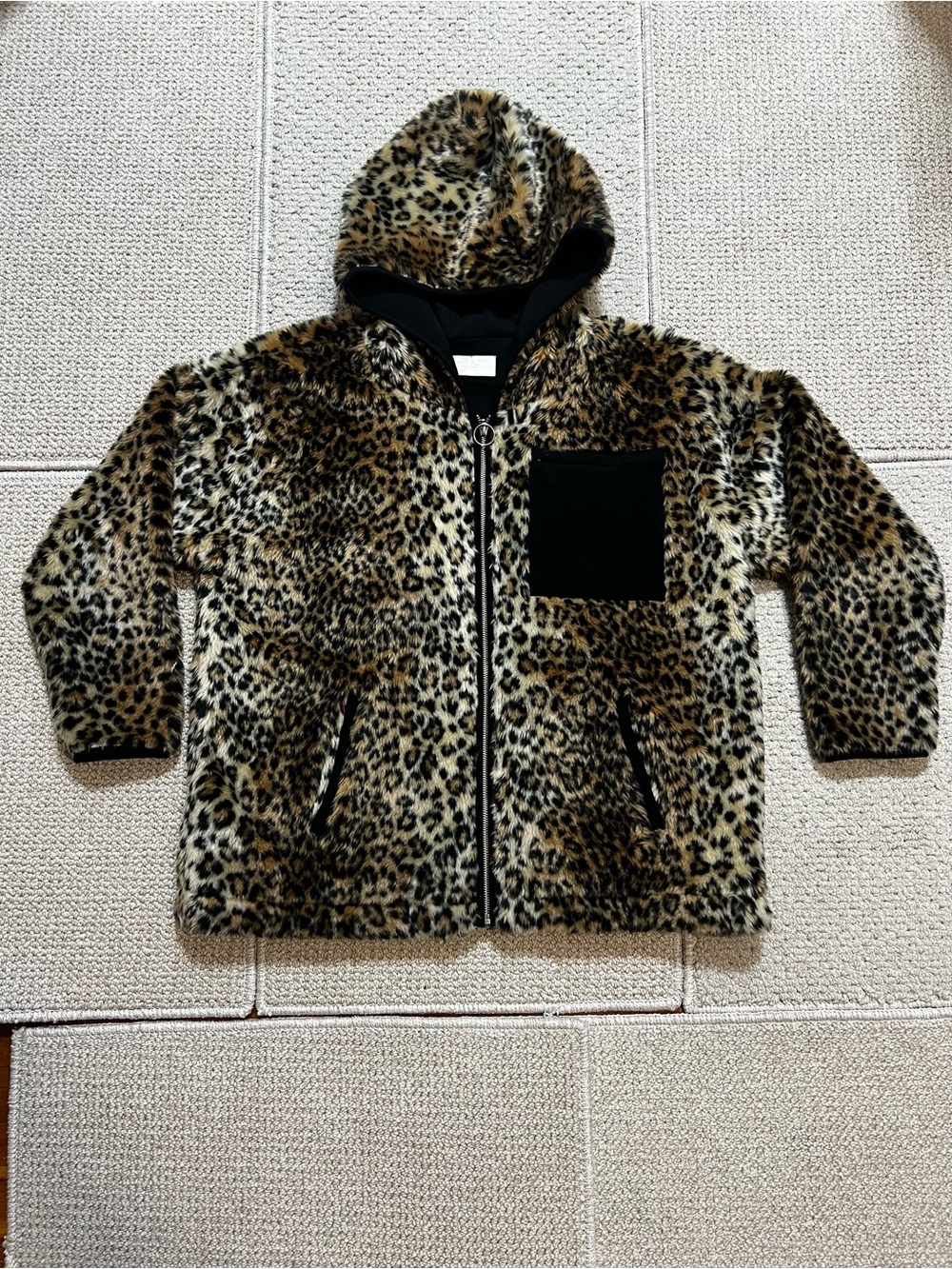 Capulet Revolve Faux Fur Leopard Teddy Hooded Oversized Jacket S Maximalist Cozy